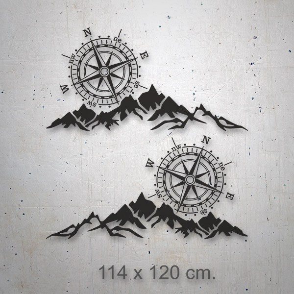 Camper van decals: Wind Rose and Mountains