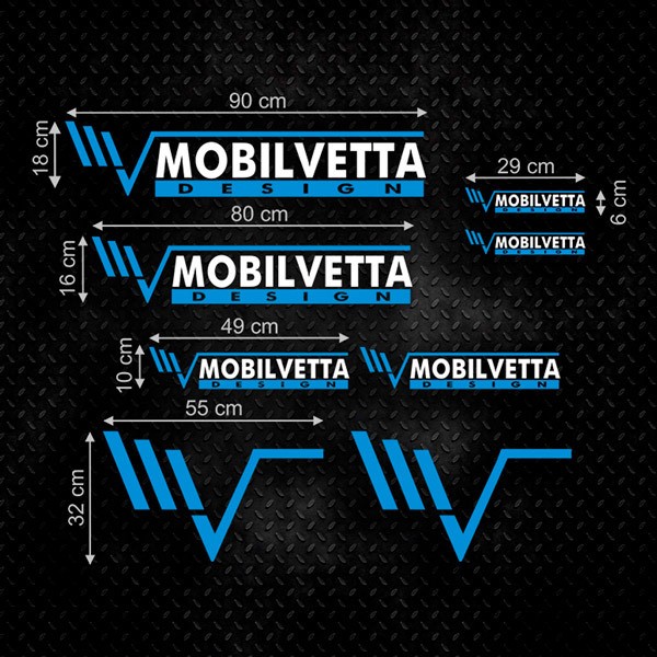 Car & Motorbike Stickers: Set 8X Mobiletta Design in two Colours