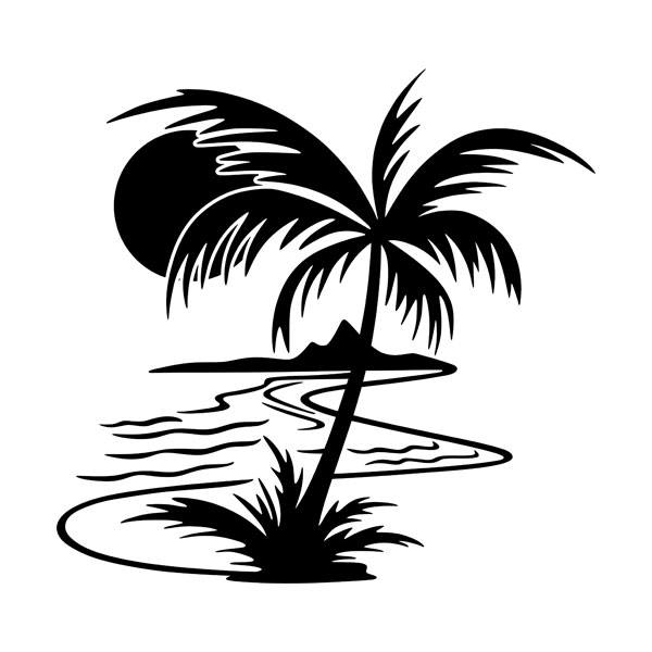 Car & Motorbike Stickers: Palm Tree on the Beach