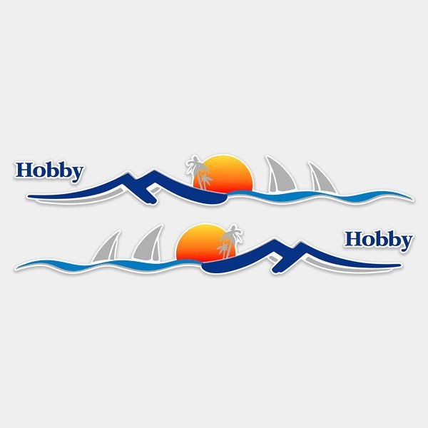 Camper van decals: Set paysage mer et plage avec coucher de soleil