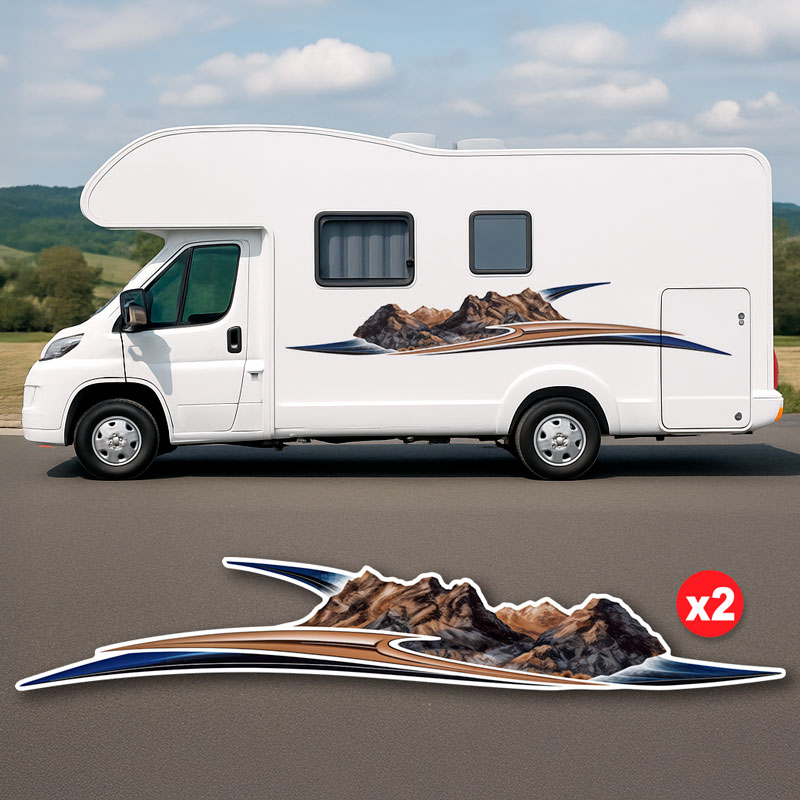 Camper van decals: Tribal Mountains
