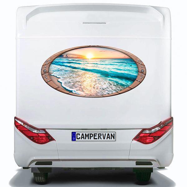 Car & Motorbike Stickers: Elliptical frame Beach at sunset