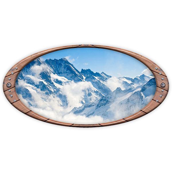 Camper van decals: Elliptical frame snowy mountains