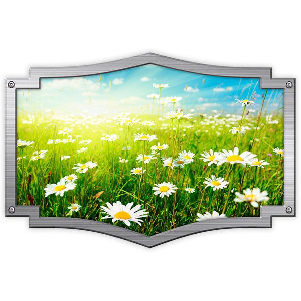 Car & Motorbike Stickers: Ornamental frame daisy field