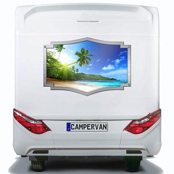 Car & Motorbike Stickers: Ornamental frame Caribbean beach
