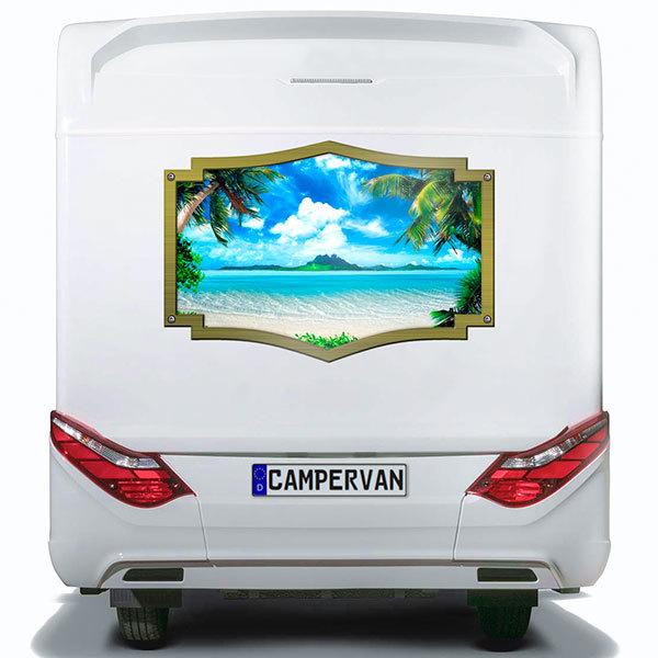 Car & Motorbike Stickers: Ornamental frame Hawaiian beach