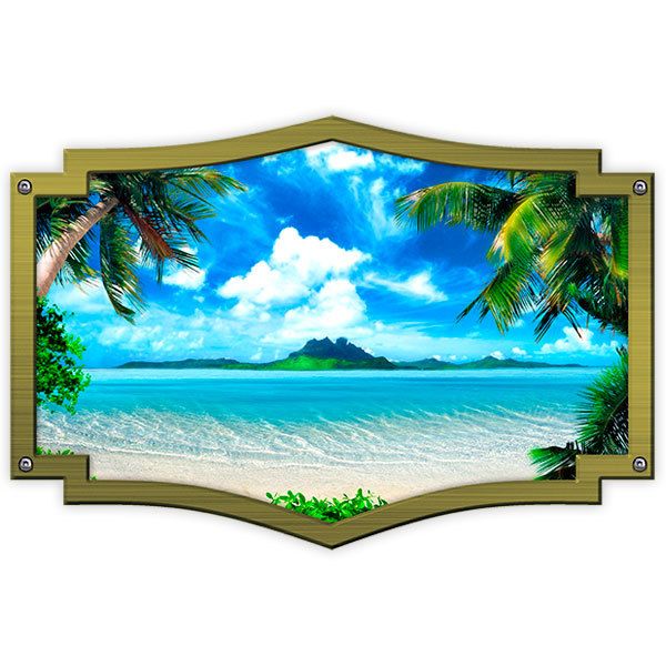 Camper van decals: Ornamental frame Hawaiian beach