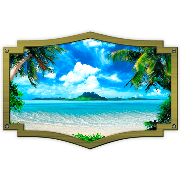 Camper van decals: Ornamental frame Hawaiian beach