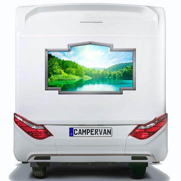 Camper van decals: Vintage frame Mountain Lake