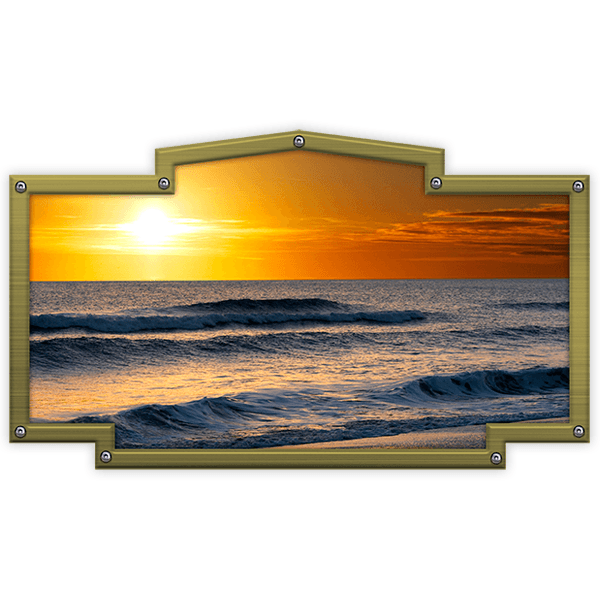 Camper van decals: Vintage frame sunrise on the beach