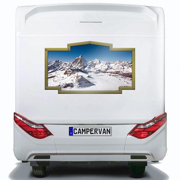 Car & Motorbike Stickers: Vintage frame snowy mountains