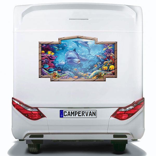 Car & Motorbike Stickers: Vintage frame dolphins