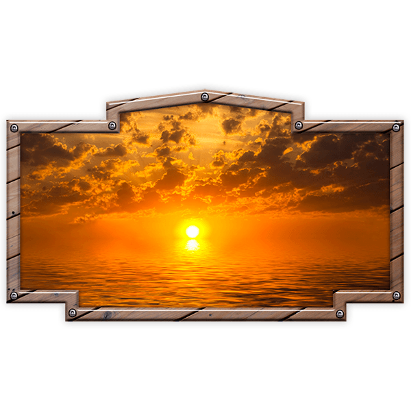 Camper van decals: Vintage frame sunset at sea