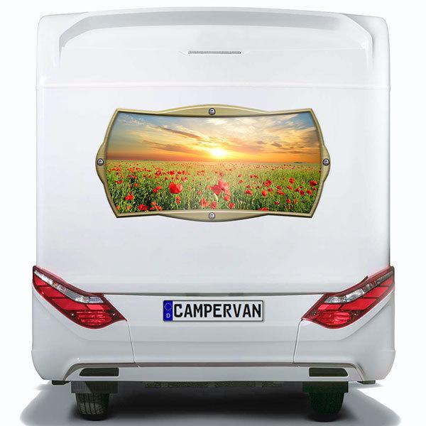 Car & Motorbike Stickers: Rectangular frame poppy field