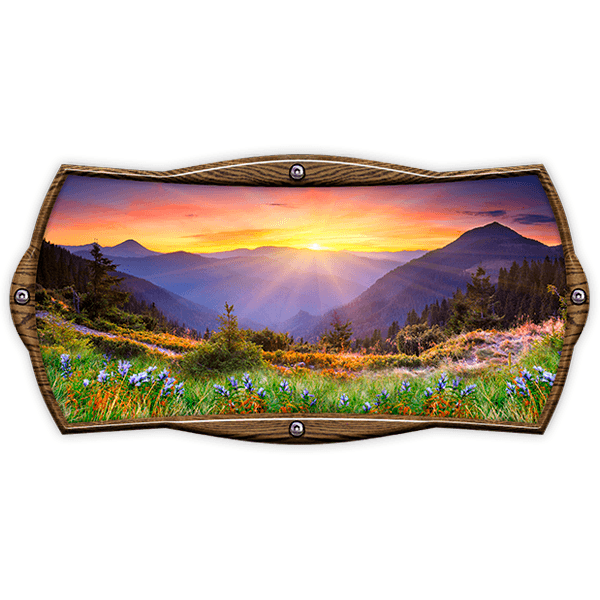 Camper van decals: Rectangular frame sunrise on the mountain