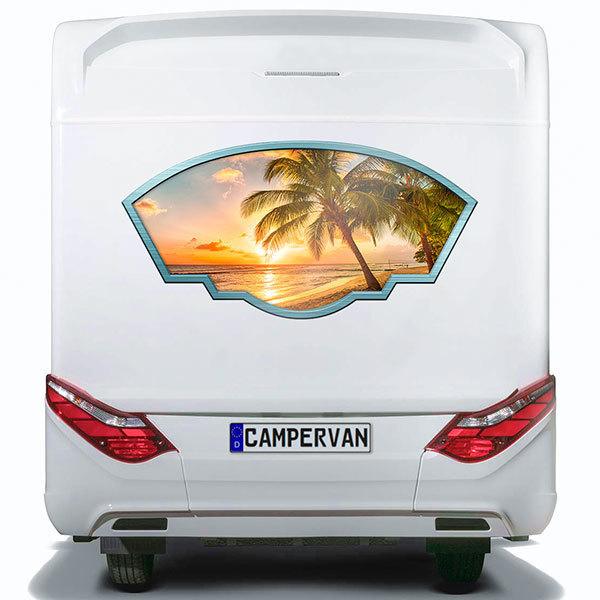 Car & Motorbike Stickers: Artistic frame sunrise on the beach