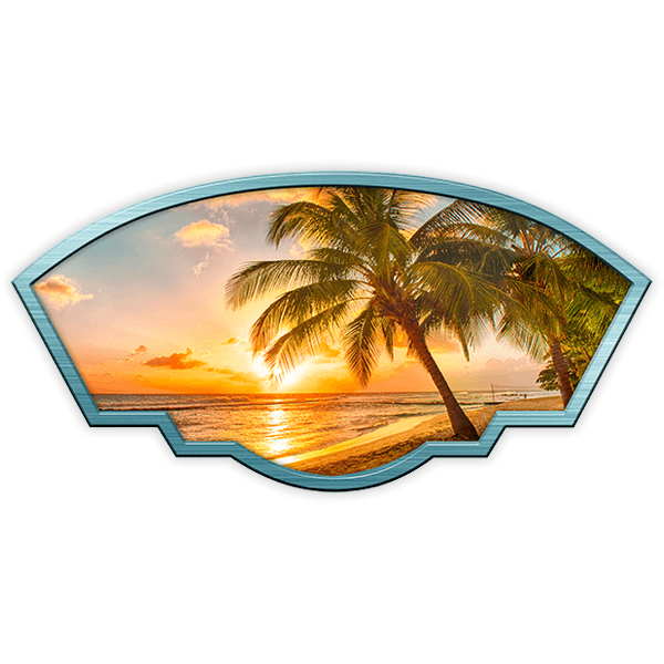 Camper van decals: Artistic frame sunrise on the beach