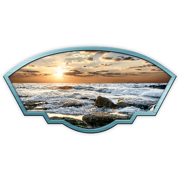 Camper van decals: Artistic frame sunset among rocks 0