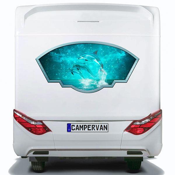 Car & Motorbike Stickers: Artistic frame magic dolphins