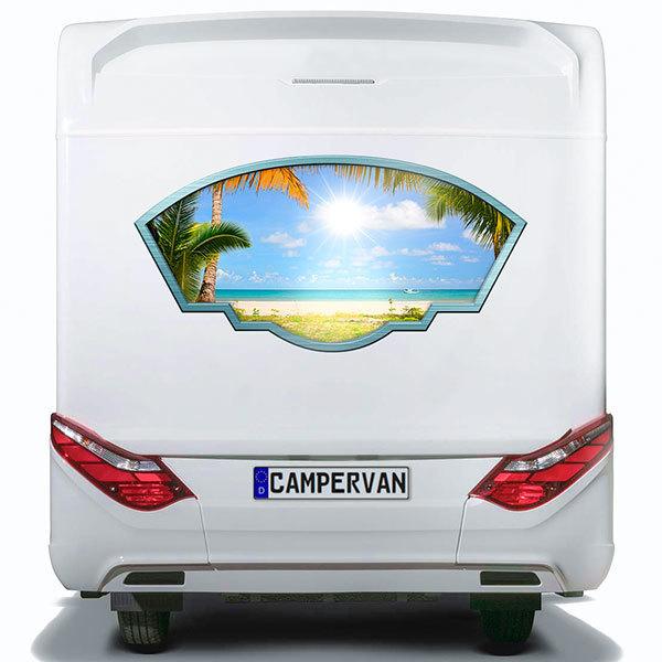 Camper van decals: Artistic frame beach and sun