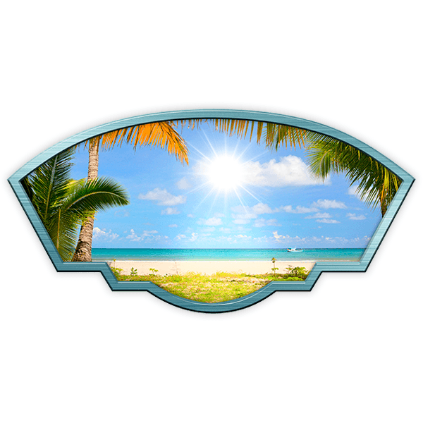 Camper van decals: Artistic frame beach and sun