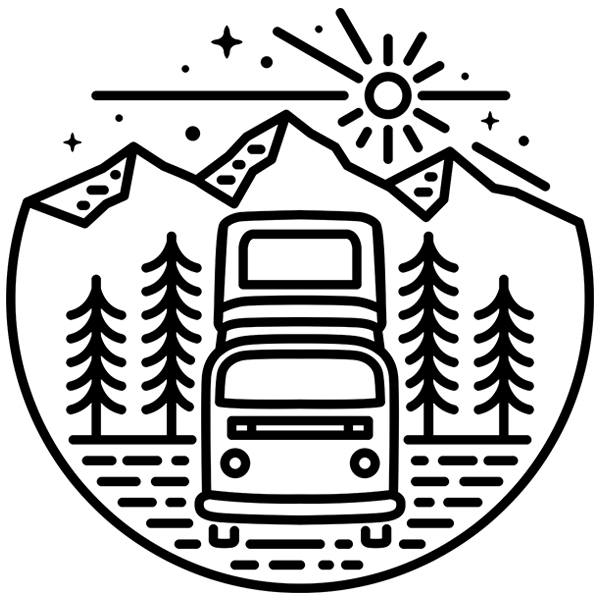 Camper van decals: Caravan in the mountains