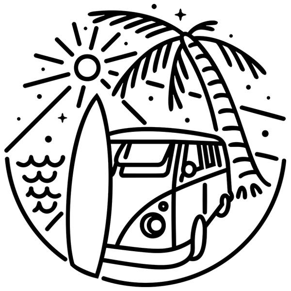 Camper van decals: Surf drawing